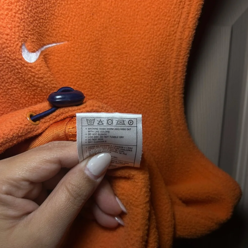 NIKE Adult Large Full Zip‎ Orange Fleece Sleeveless Vest Embroider VIntage